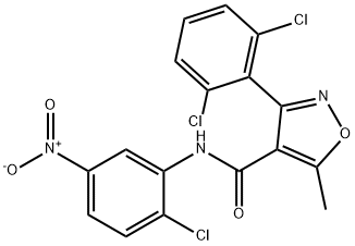N-(2-chloro-5-nitrophenyl)-3-(2,6-dichlorophenyl)-5-methyl-1,2-oxazole-4-carboxamide 结构式