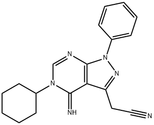 2-(5-cyclohexyl-4-imino-1-phenylpyrazolo[3,4-d]pyrimidin-3-yl)acetonitrile 结构式