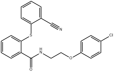 N-[2-(4-chlorophenoxy)ethyl]-2-(2-cyanophenyl)sulfanylbenzamide 结构式