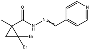 2,2-dibromo-1-methyl-N-[(E)-pyridin-4-ylmethylideneamino]cyclopropane-1-carboxamide 结构式