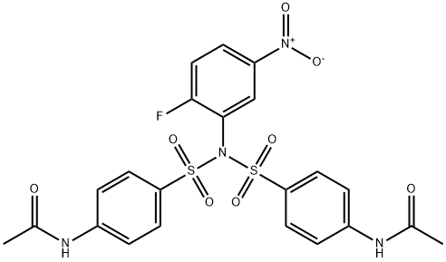 N-[4-[(4-acetamidophenyl)sulfonyl-(2-fluoro-5-nitrophenyl)sulfamoyl]phenyl]acetamide 结构式