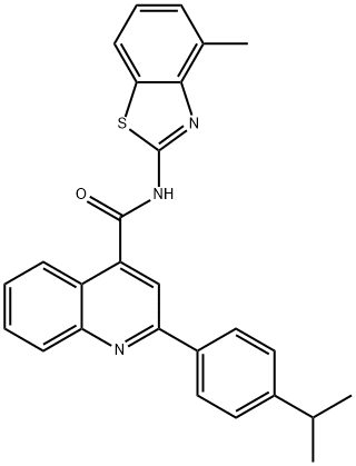 N-(4-methyl-1,3-benzothiazol-2-yl)-2-(4-propan-2-ylphenyl)quinoline-4-carboxamide 结构式