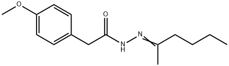 N-[(E)-hexan-2-ylideneamino]-2-(4-methoxyphenyl)acetamide 结构式