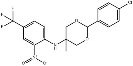 2-(4-chlorophenyl)-5-methyl-N-[2-nitro-4-(trifluoromethyl)phenyl]-1,3-dioxan-5-amine 结构式