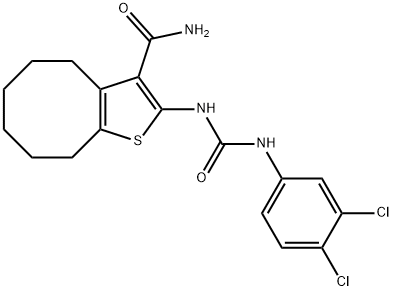 2-[(3,4-dichlorophenyl)carbamoylamino]-4,5,6,7,8,9-hexahydrocycloocta[b]thiophene-3-carboxamide 结构式