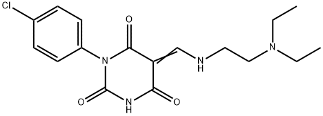 (5E)-1-(4-chlorophenyl)-5-[[2-(diethylamino)ethylamino]methylidene]-1,3-diazinane-2,4,6-trione 结构式