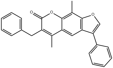 6-benzyl-5,9-dimethyl-3-phenylfuro[3,2-g]chromen-7-one 结构式
