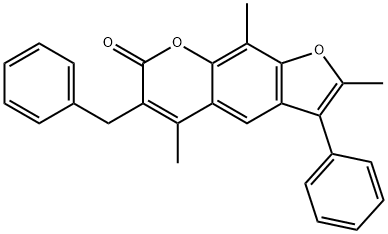 6-benzyl-2,5,9-trimethyl-3-phenylfuro[3,2-g]chromen-7-one 结构式