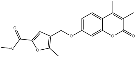 methyl 4-[(3,4-dimethyl-2-oxochromen-7-yl)oxymethyl]-5-methylfuran-2-carboxylate 结构式