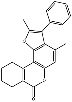 2,4-dimethyl-3-phenyl-8,9,10,11-tetrahydro-[1]benzofuro[6,7-c]isochromen-7-one 结构式