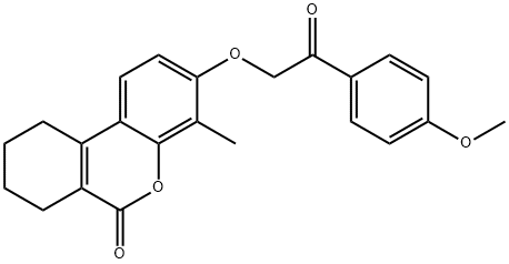 3-[2-(4-methoxyphenyl)-2-oxoethoxy]-4-methyl-7,8,9,10-tetrahydrobenzo[c]chromen-6-one 结构式