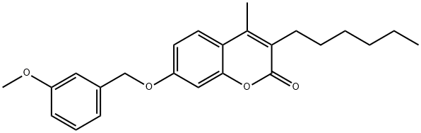 3-hexyl-7-[(3-methoxyphenyl)methoxy]-4-methylchromen-2-one 结构式