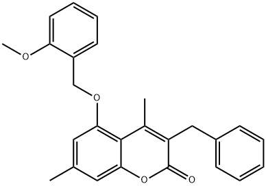 3-benzyl-5-[(2-methoxyphenyl)methoxy]-4,7-dimethylchromen-2-one 结构式