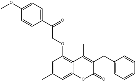3-benzyl-5-[2-(4-methoxyphenyl)-2-oxoethoxy]-4,7-dimethylchromen-2-one 结构式