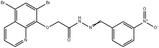 2-(5,7-dibromoquinolin-8-yl)oxy-N-[(3-nitrophenyl)methylideneamino]acetamide 结构式