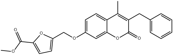 methyl 5-[(3-benzyl-4-methyl-2-oxochromen-7-yl)oxymethyl]furan-2-carboxylate 结构式