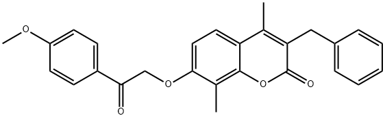 3-benzyl-7-[2-(4-methoxyphenyl)-2-oxoethoxy]-4,8-dimethylchromen-2-one 结构式