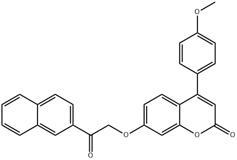 4-(4-methoxyphenyl)-7-(2-naphthalen-2-yl-2-oxoethoxy)chromen-2-one 结构式