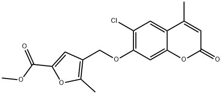 methyl 4-[(6-chloro-4-methyl-2-oxochromen-7-yl)oxymethyl]-5-methylfuran-2-carboxylate 结构式