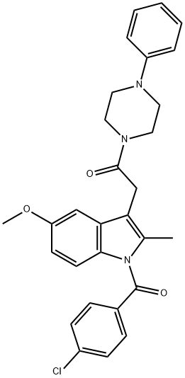 2-[1-(4-chlorobenzoyl)-5-methoxy-2-methylindol-3-yl]-1-(4-phenylpiperazin-1-yl)ethanone 结构式