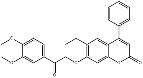 7-[2-(3,4-dimethoxyphenyl)-2-oxoethoxy]-6-ethyl-4-phenylchromen-2-one 结构式