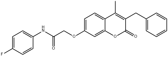 2-(3-benzyl-4-methyl-2-oxochromen-7-yl)oxy-N-(4-fluorophenyl)acetamide 结构式