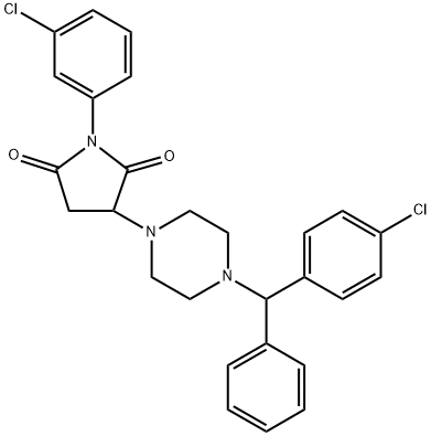 1-(3-chlorophenyl)-3-[4-[(4-chlorophenyl)-phenylmethyl]piperazin-1-yl]pyrrolidine-2,5-dione 结构式