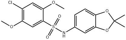 4-chloro-N-(2,2-dimethyl-1,3-benzodioxol-5-yl)-2,5-dimethoxybenzenesulfonamide 结构式