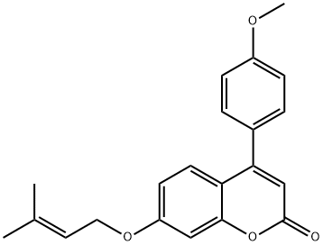 4-(4-methoxyphenyl)-7-(3-methylbut-2-enoxy)chromen-2-one 结构式