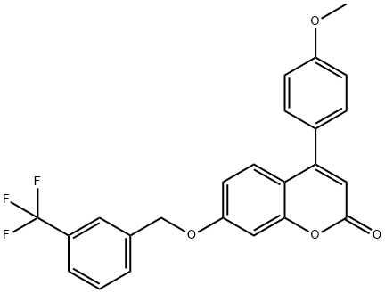 4-(4-methoxyphenyl)-7-[[3-(trifluoromethyl)phenyl]methoxy]chromen-2-one 结构式