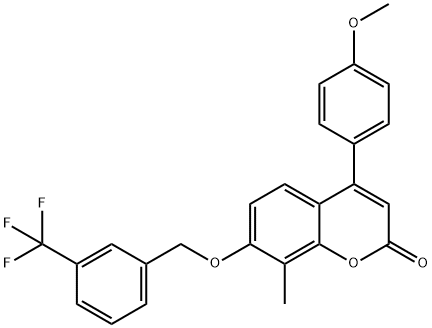 4-(4-methoxyphenyl)-8-methyl-7-[[3-(trifluoromethyl)phenyl]methoxy]chromen-2-one 结构式