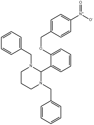 1,3-dibenzyl-2-[2-[(4-nitrophenyl)methoxy]phenyl]-1,3-diazinane 结构式