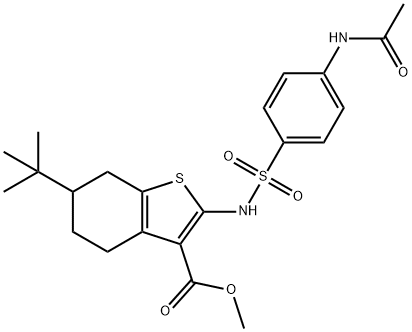 methyl 2-[(4-acetamidophenyl)sulfonylamino]-6-tert-butyl-4,5,6,7-tetrahydro-1-benzothiophene-3-carboxylate 结构式
