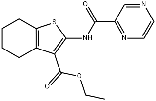 ethyl 2-(pyrazine-2-carbonylamino)-4,5,6,7-tetrahydro-1-benzothiophene-3-carboxylate 结构式