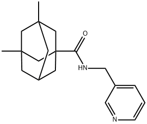 3,5-dimethyl-N-(pyridin-3-ylmethyl)adamantane-1-carboxamide 结构式