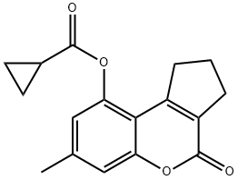 (7-methyl-4-oxo-2,3-dihydro-1H-cyclopenta[c]chromen-9-yl) cyclopropanecarboxylate 结构式