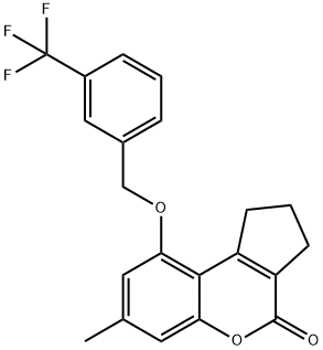 7-methyl-9-[[3-(trifluoromethyl)phenyl]methoxy]-2,3-dihydro-1H-cyclopenta[c]chromen-4-one 结构式