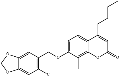 4-butyl-7-[(6-chloro-1,3-benzodioxol-5-yl)methoxy]-8-methylchromen-2-one 结构式