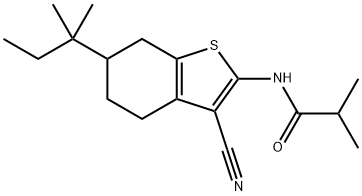 N-[3-cyano-6-(2-methylbutan-2-yl)-4,5,6,7-tetrahydro-1-benzothiophen-2-yl]-2-methylpropanamide 结构式