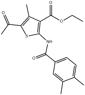 ethyl 5-acetyl-2-[(3,4-dimethylbenzoyl)amino]-4-methylthiophene-3-carboxylate 结构式