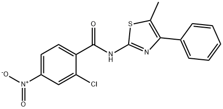 2-chloro-N-(5-methyl-4-phenyl-1,3-thiazol-2-yl)-4-nitrobenzamide 结构式