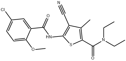 5-[(5-chloro-2-methoxybenzoyl)amino]-4-cyano-N,N-diethyl-3-methylthiophene-2-carboxamide 结构式