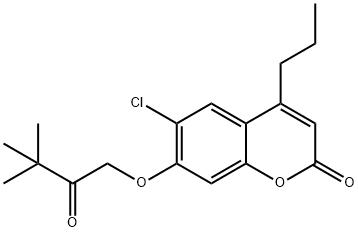 6-chloro-7-(3,3-dimethyl-2-oxobutoxy)-4-propylchromen-2-one 结构式