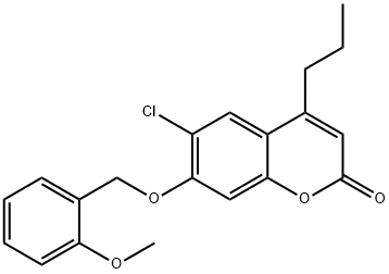 6-chloro-7-[(2-methoxyphenyl)methoxy]-4-propylchromen-2-one 结构式