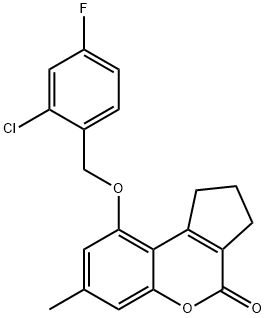 9-[(2-chloro-4-fluorophenyl)methoxy]-7-methyl-2,3-dihydro-1H-cyclopenta[c]chromen-4-one 结构式