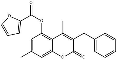 (3-benzyl-4,7-dimethyl-2-oxochromen-5-yl) furan-2-carboxylate 结构式