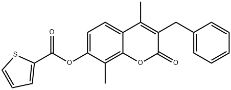 (3-benzyl-4,8-dimethyl-2-oxochromen-7-yl) thiophene-2-carboxylate 结构式