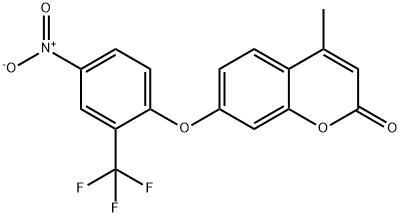 4-methyl-7-[4-nitro-2-(trifluoromethyl)phenoxy]chromen-2-one 结构式