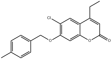 6-chloro-4-ethyl-7-[(4-methylphenyl)methoxy]chromen-2-one 结构式