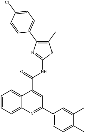 N-[4-(4-chlorophenyl)-5-methyl-1,3-thiazol-2-yl]-2-(3,4-dimethylphenyl)quinoline-4-carboxamide 结构式